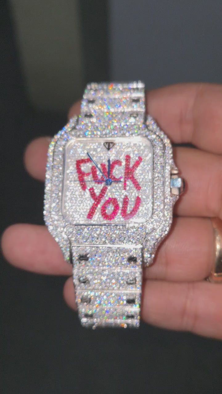 F-U Square Iced Out (Moissanite)